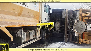 Cankurtaran'da yol açma çalışması yapan küreme aracı devrildi