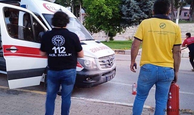 Hasta nakli gerçekleştiren ambulans alev aldı