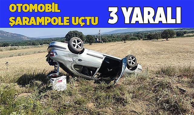 Şarampole devrilen otomobildeki 3 kişi yaralandı