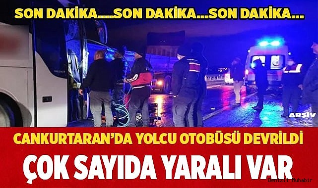 Cankurtaran'da yolcu otobüsü devrildi