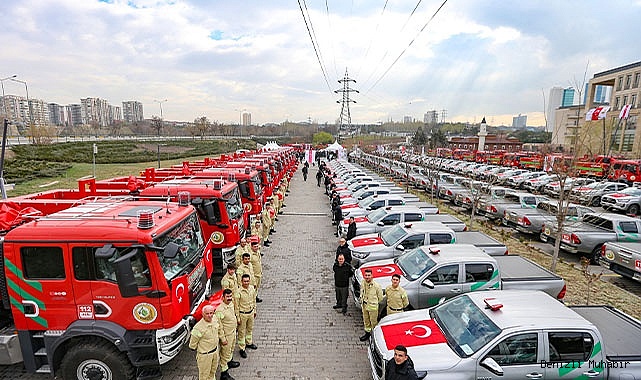Denizli'nin ateş savaşçıları 7 arazöz ve 3 ilk müdahale aracıyla güçlendi
