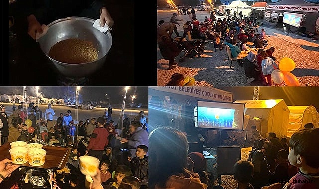 Sarayköy Belediyesi, çocuklar için sinemayı çadır kente taşıdı