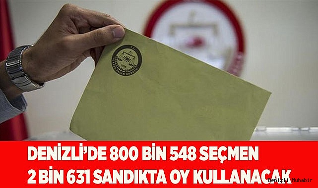 Denizli’de 800 bin 548 seçmen 2 bin 631 sandıkta oy kullanacak