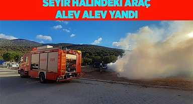 Seyir halindeki araç alev alev yandı