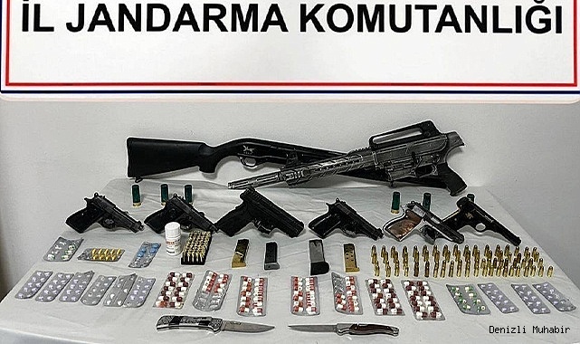 Denizli’de çok sayıda silahla yakalanan 6 şüpheli gözaltına alındı