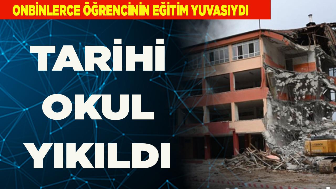 DENİZLİ'DE TARİHİ OKUL BİNASI YIKILDI