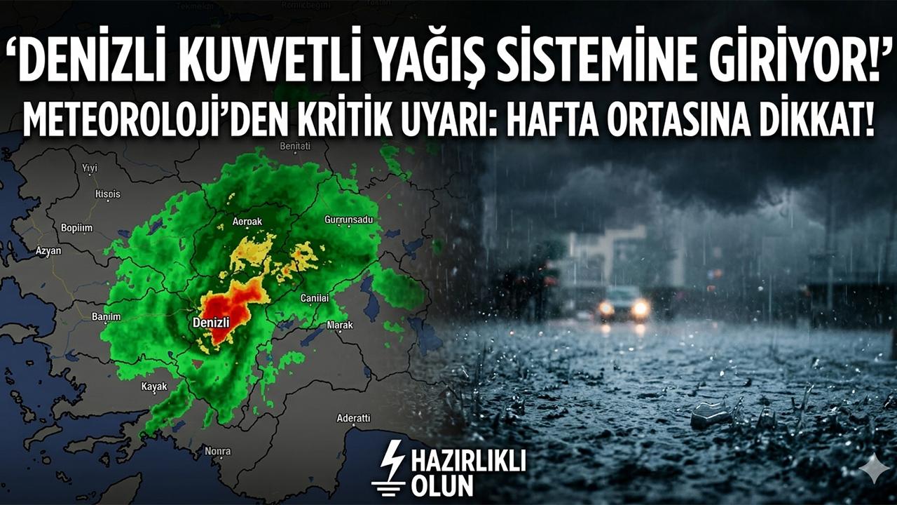 Denizli için Kuvvetli Gökgürültülü Sağanak Yağış Uyarısı