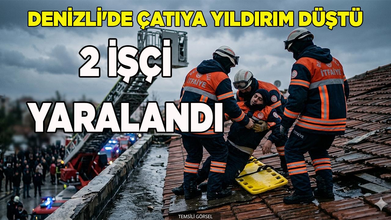 Denizli'de Çatıya Yıldırım Düştü 2 İşçi Yaralandı
