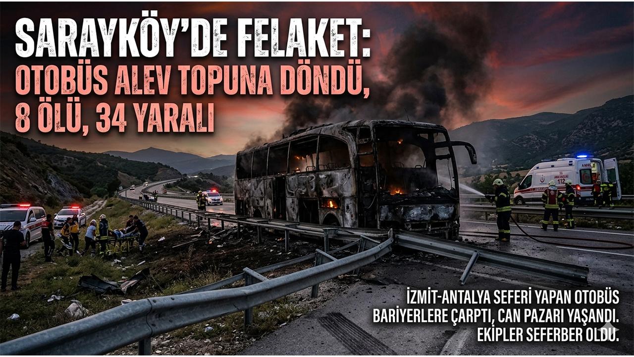 Sarayköy'de Yolcu Otobüsü Yangını 8 ölü 34 yaralı