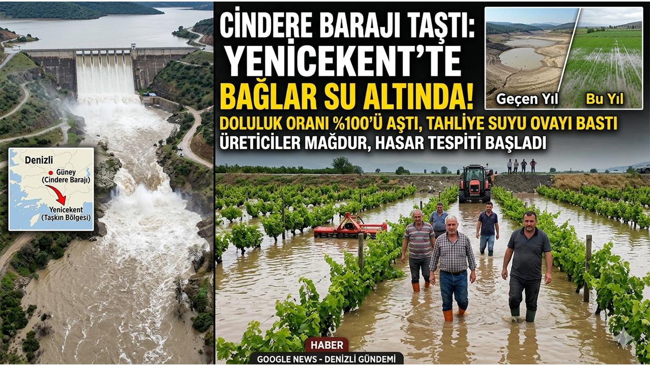 Cindere Barajı Taştı Yenicekent’te Bağlar Su Altında Kaldı