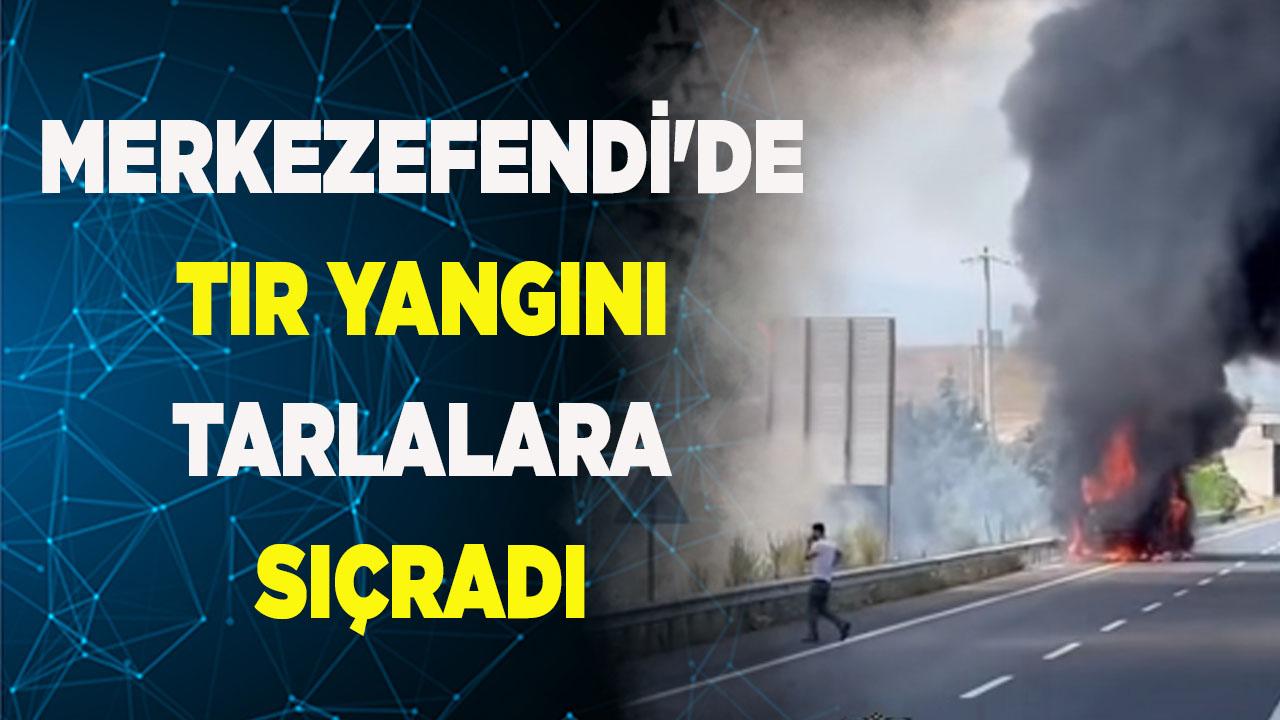Merkezefendi'de tır yangını tarlalara sıçradı