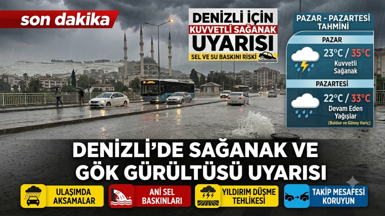 Denizli için gök gürültülü sağanak uyarısı