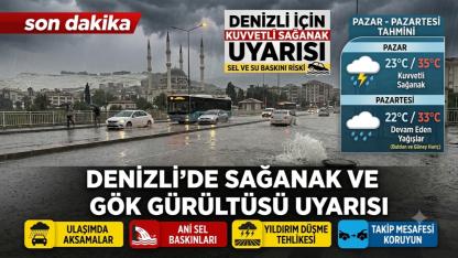 Denizli için gök gürültülü sağanak uyarısı