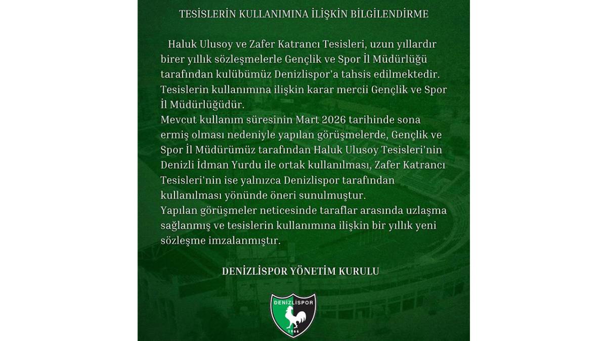 Denizlispor Tesis Krizine Son Noktayı Koydu