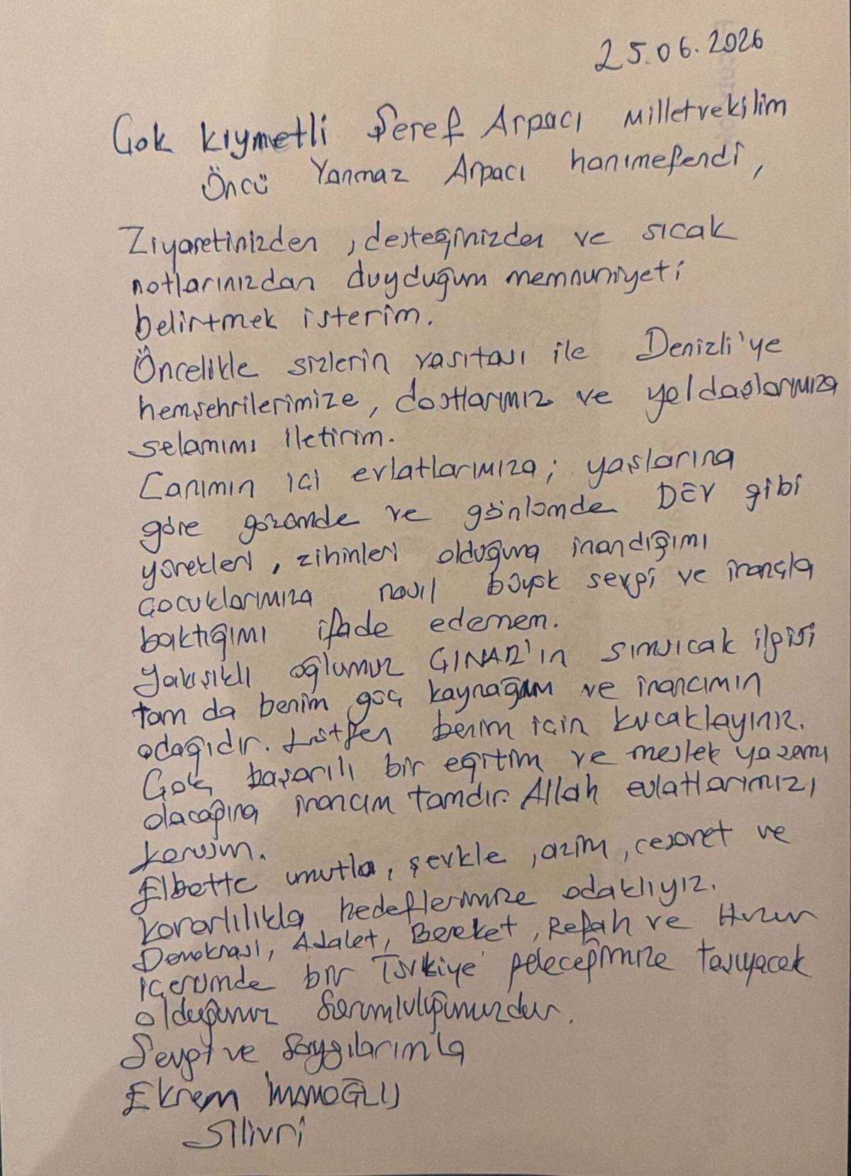 İmamoğlu Silivri’den Denizli’ye Seslendi