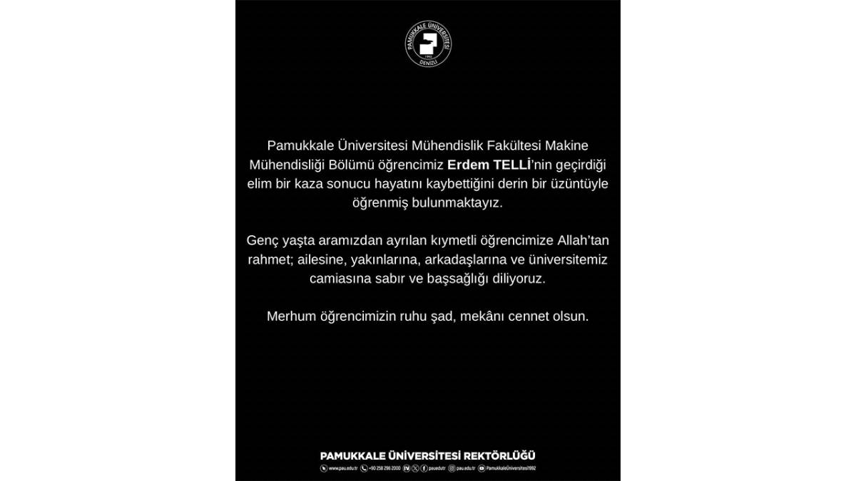PAÜ Acı Kaybını Duyurdu Mühendislik Öğrencisi Vefat Etti