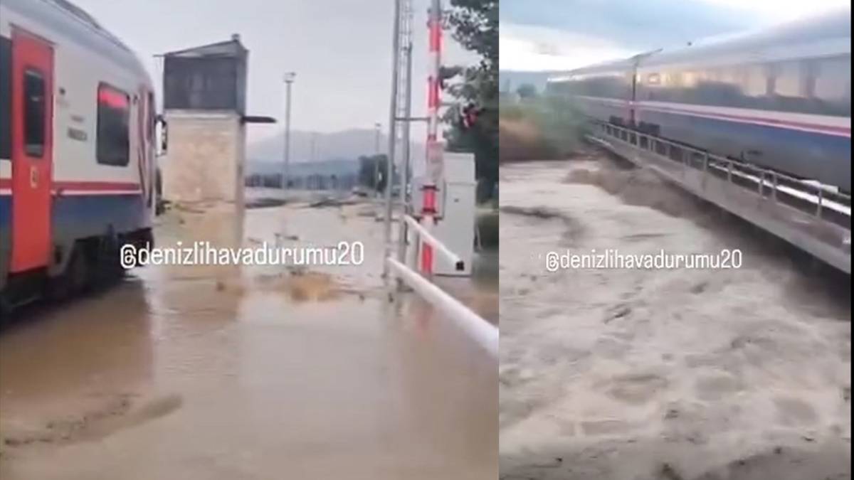 Pamukkale'de Sel Dehşeti Tren Rayda Kaldı