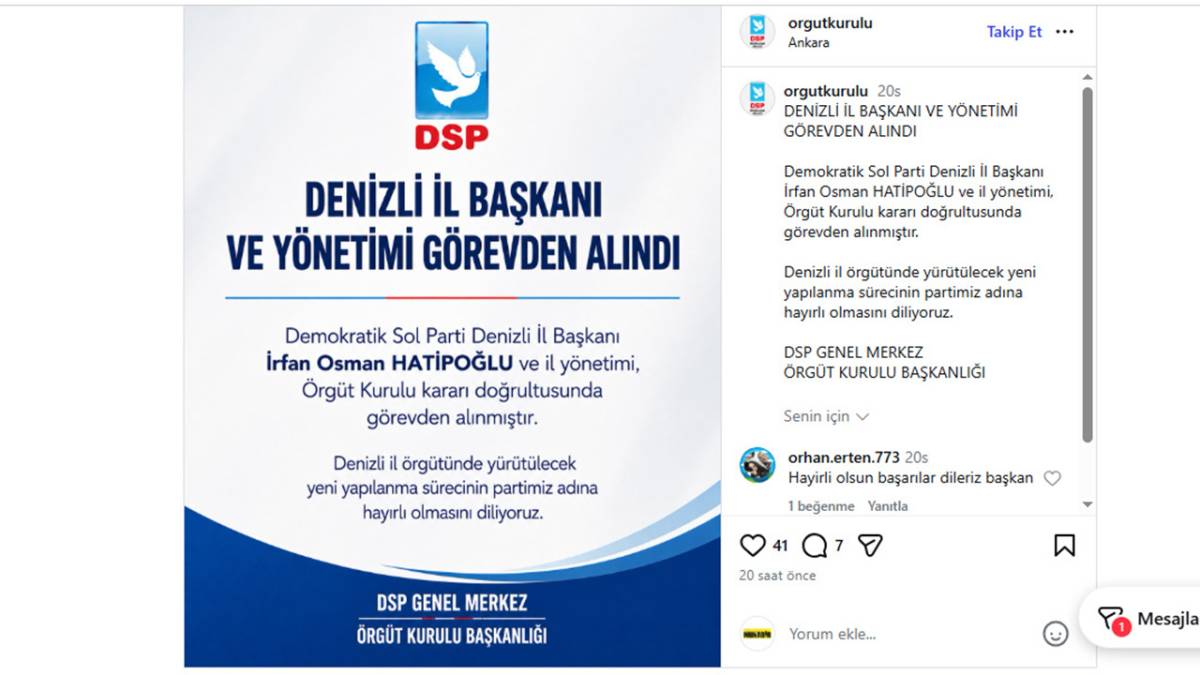 DSP Denizli İl Yönetimi Görevden Alındı